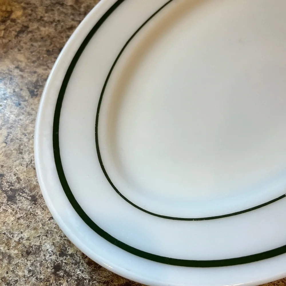 Vintage PYREX Tableware 11.5” Serving Platter Green Ring Pattern